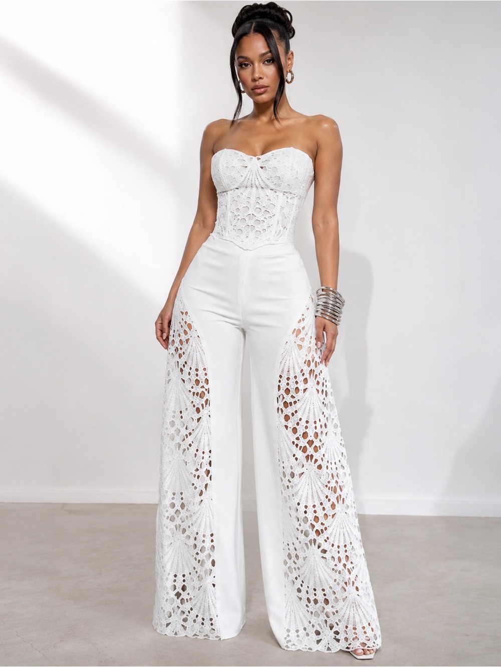 Fashion Nova “Carmen” Corset Pant Set – White – Size XL – NWT